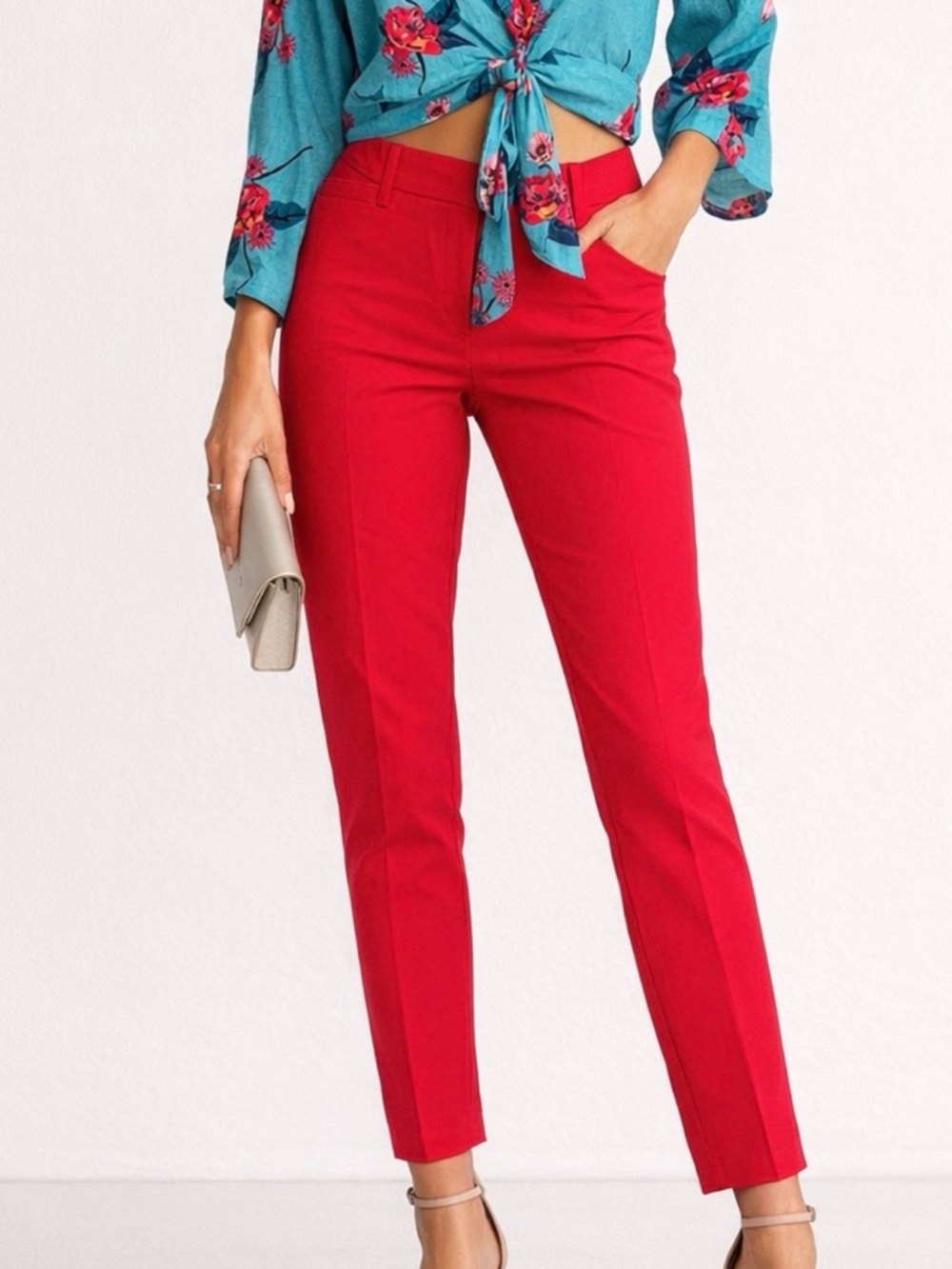 Express Columnist Pants Red Slim Straight Size 0R NWT Career Ankle